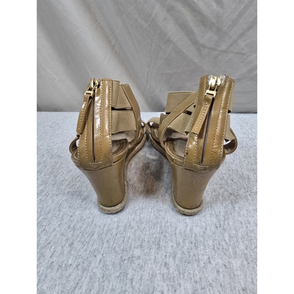 Fendi Beige Women Patent Leather Sandals Carioca Wedge  Size 40 - Picture 4 of 8